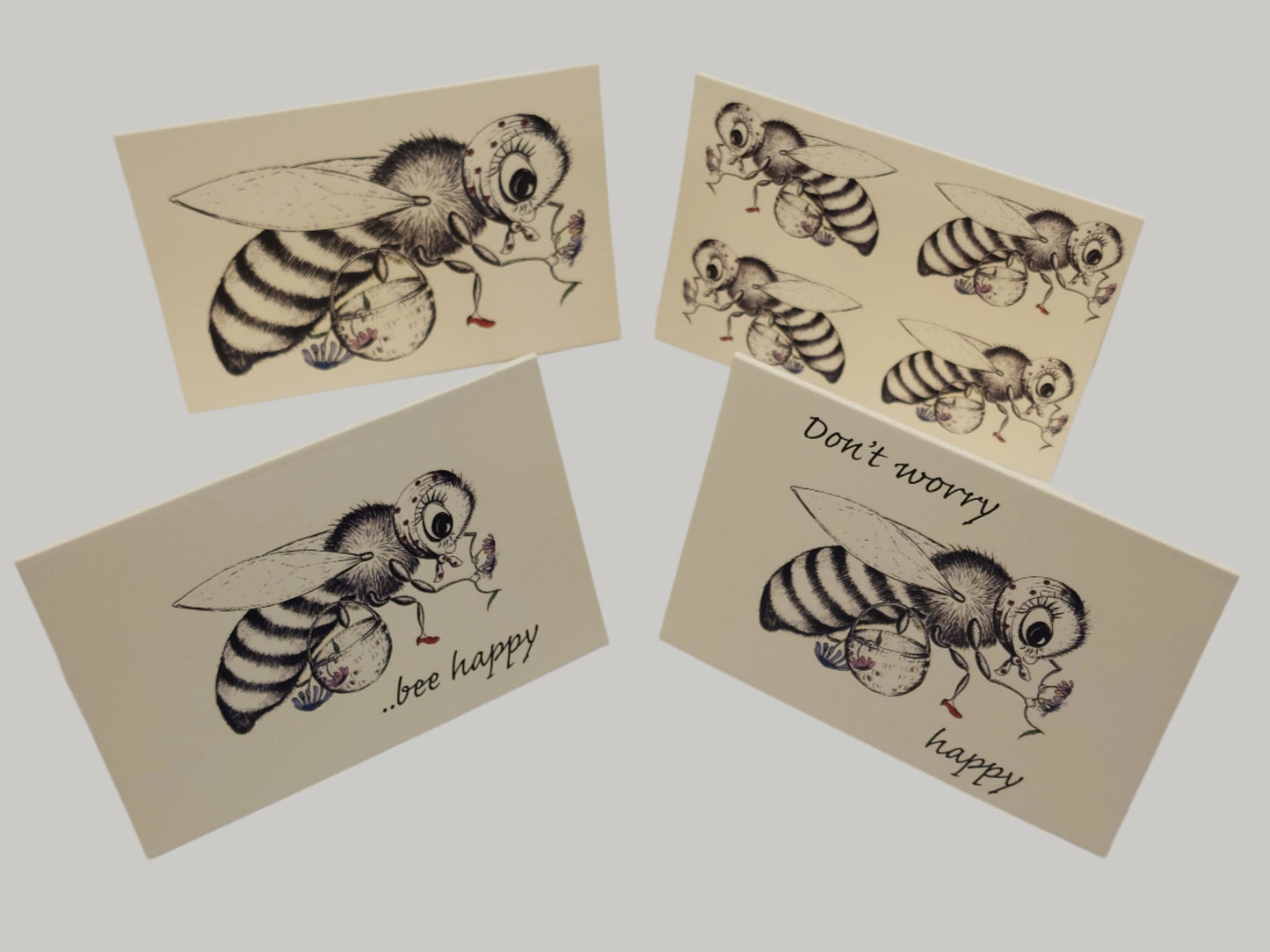 Mrs Bee's Greetings Cards - pack of 4