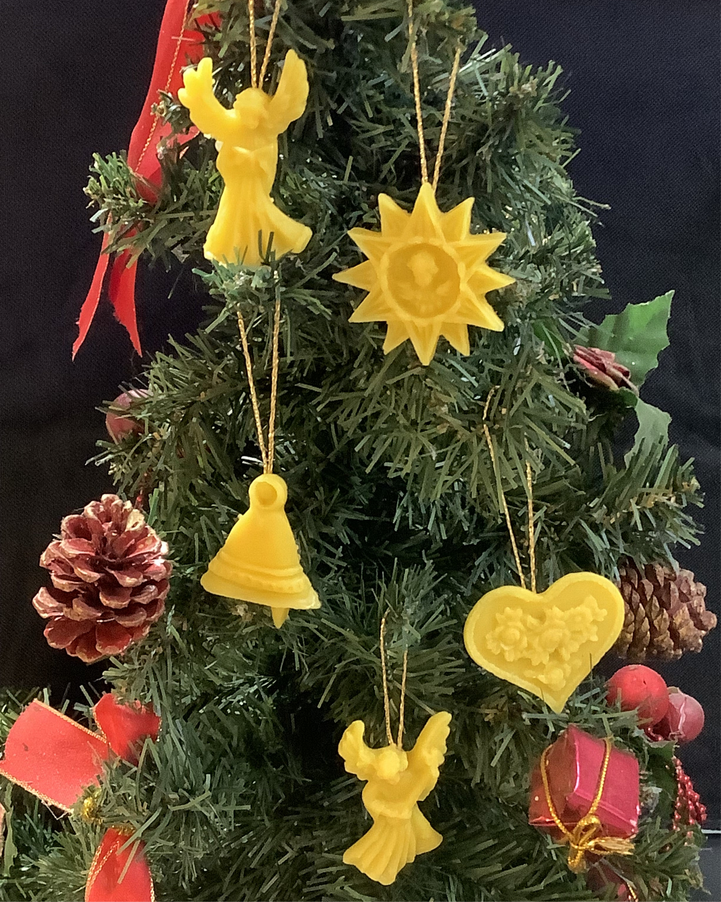 Set of 5 Beeswax Christmas Tree Decorations