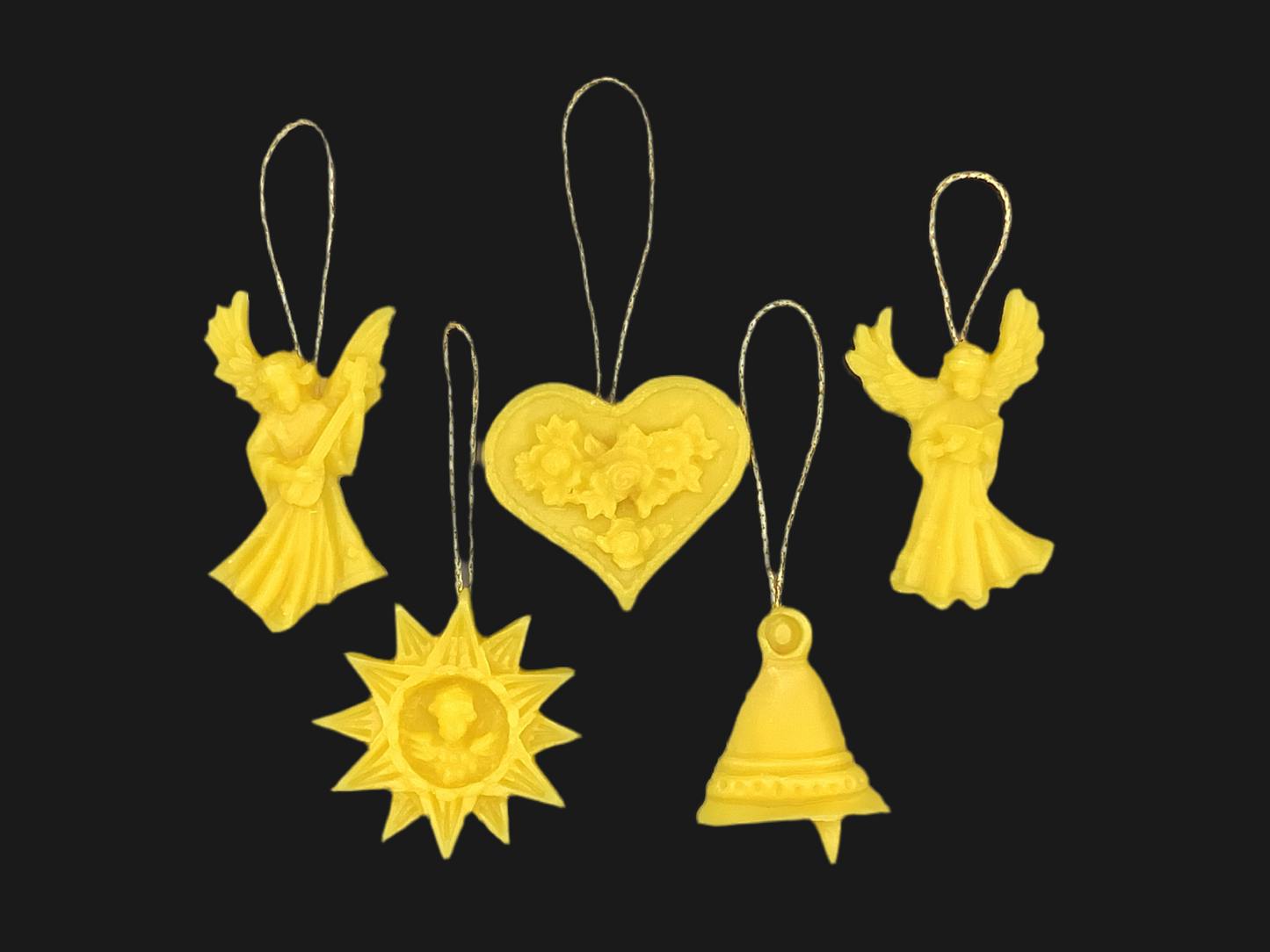 Set of 5 Beeswax Christmas Tree Decorations